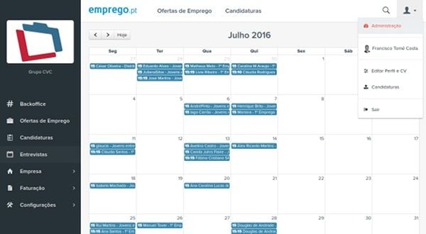 Calendário de Entrevistas